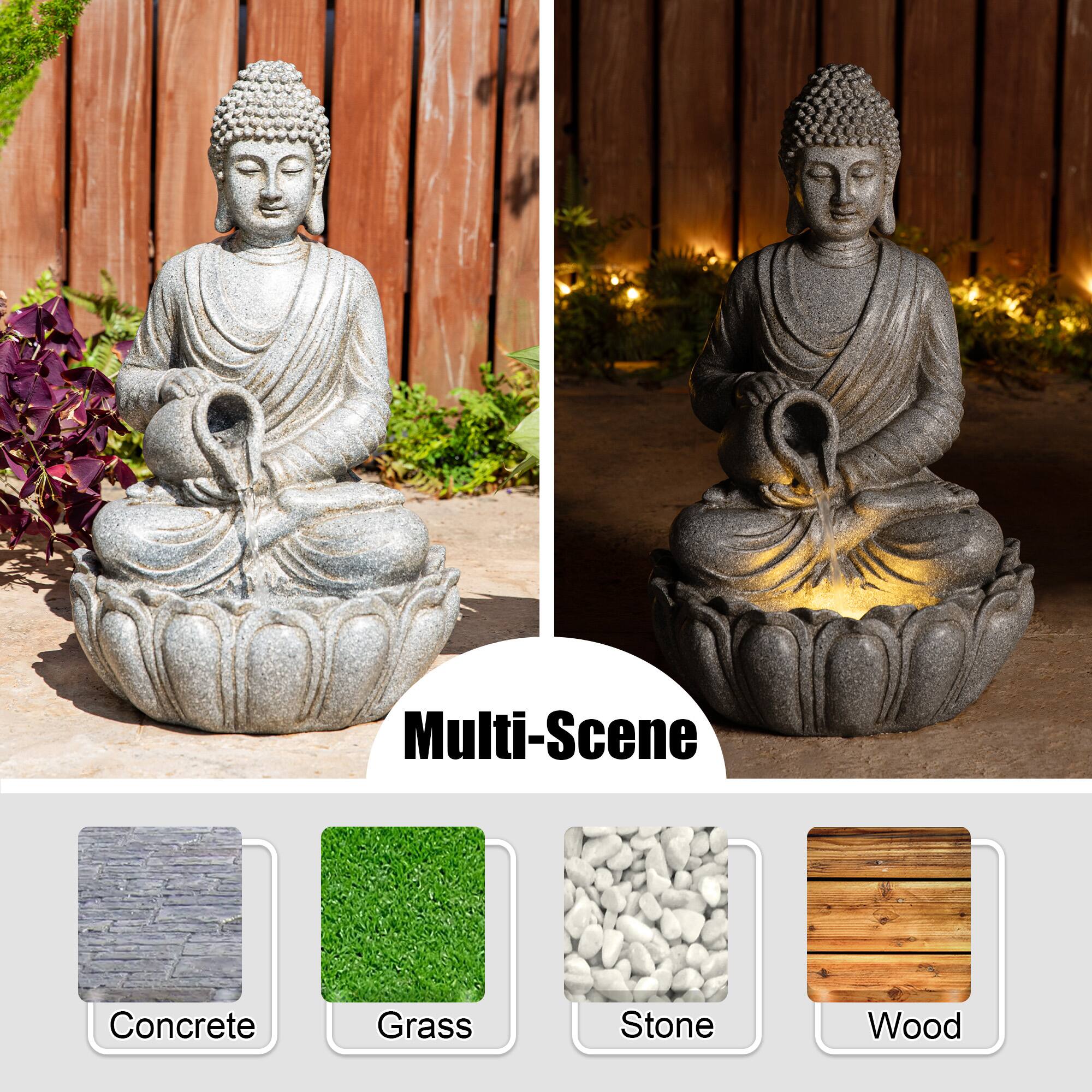 Glitzhome® 20.5" Zen-Style LED Meditating Buddha Outdoor Fountain